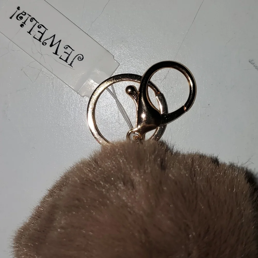 Brown Spherical pom-pom Key & Card Holder Accessory